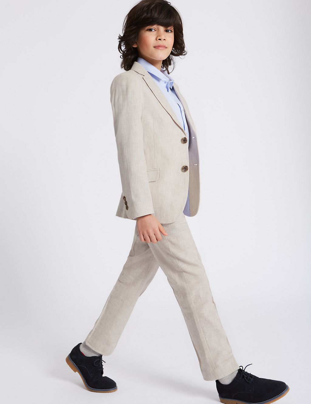 Cotton Blend Textured Trousers (3-16 Years) 5 of 5