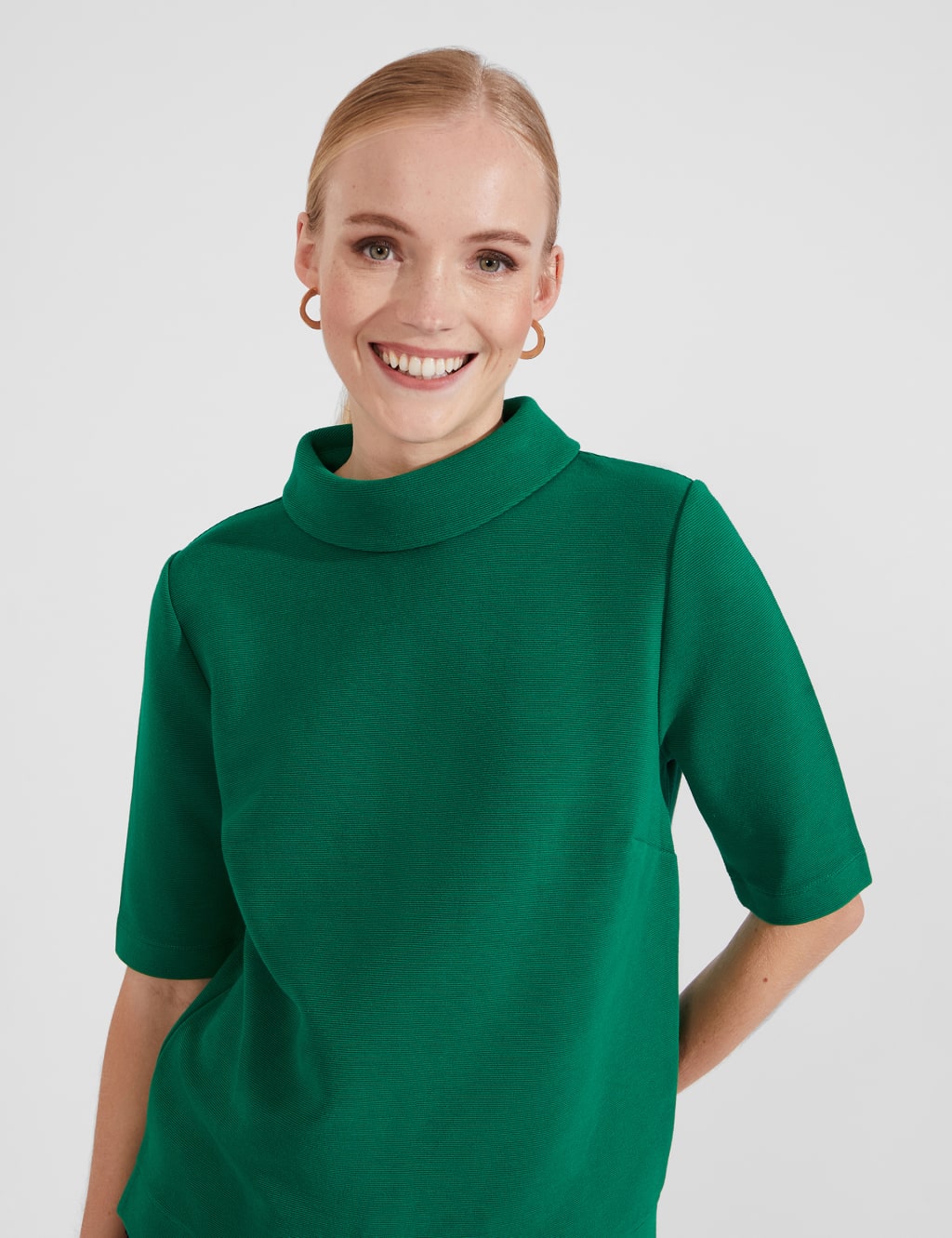 Maddox Sage Bubble Cotton Blend Top
