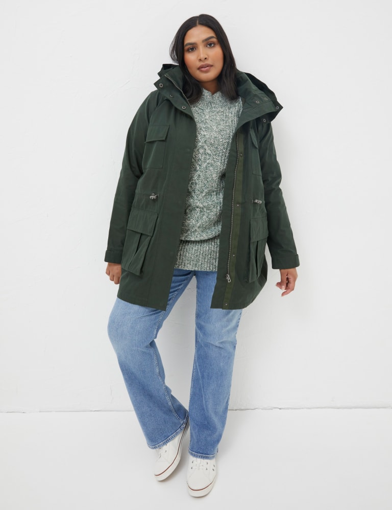 Cotton Blend Waterproof Longline Raincoat FatFace M S