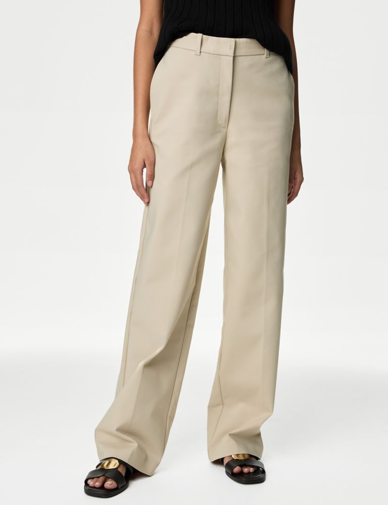Cotton Blend Wide Leg Chinos 4 of 5