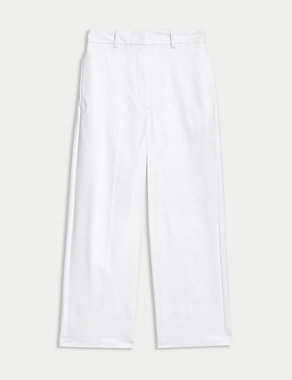 Cotton Blend Wide Leg Cropped Chinos Image 2 of 5