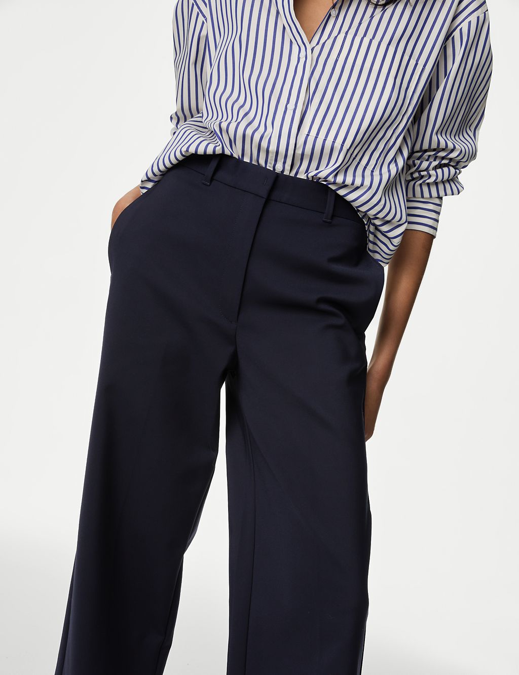 Cotton Blend Wide Leg Cropped Chinos 2 of 5