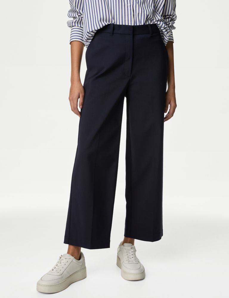Cotton Blend Wide Leg Cropped Chinos 4 of 5