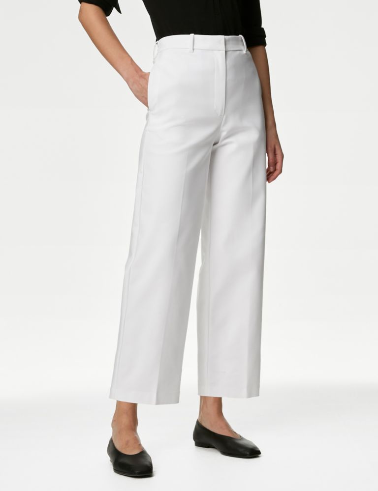Cotton Blend Wide Leg Cropped Chinos 4 of 5