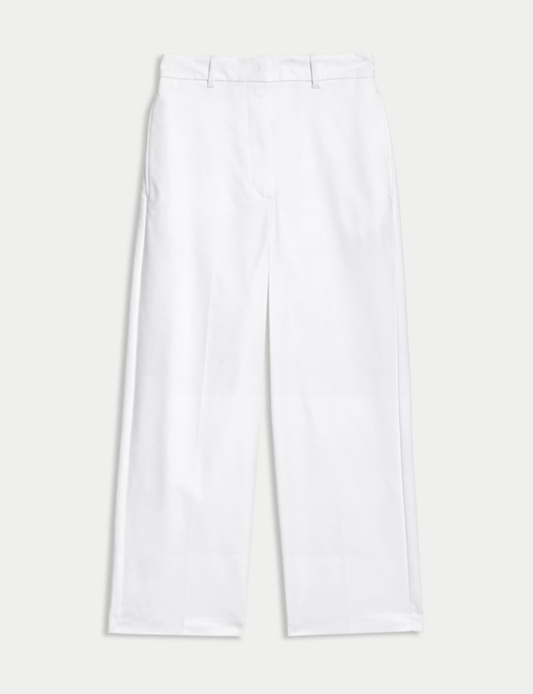 Cotton Blend Wide Leg Cropped Chinos 2 of 5