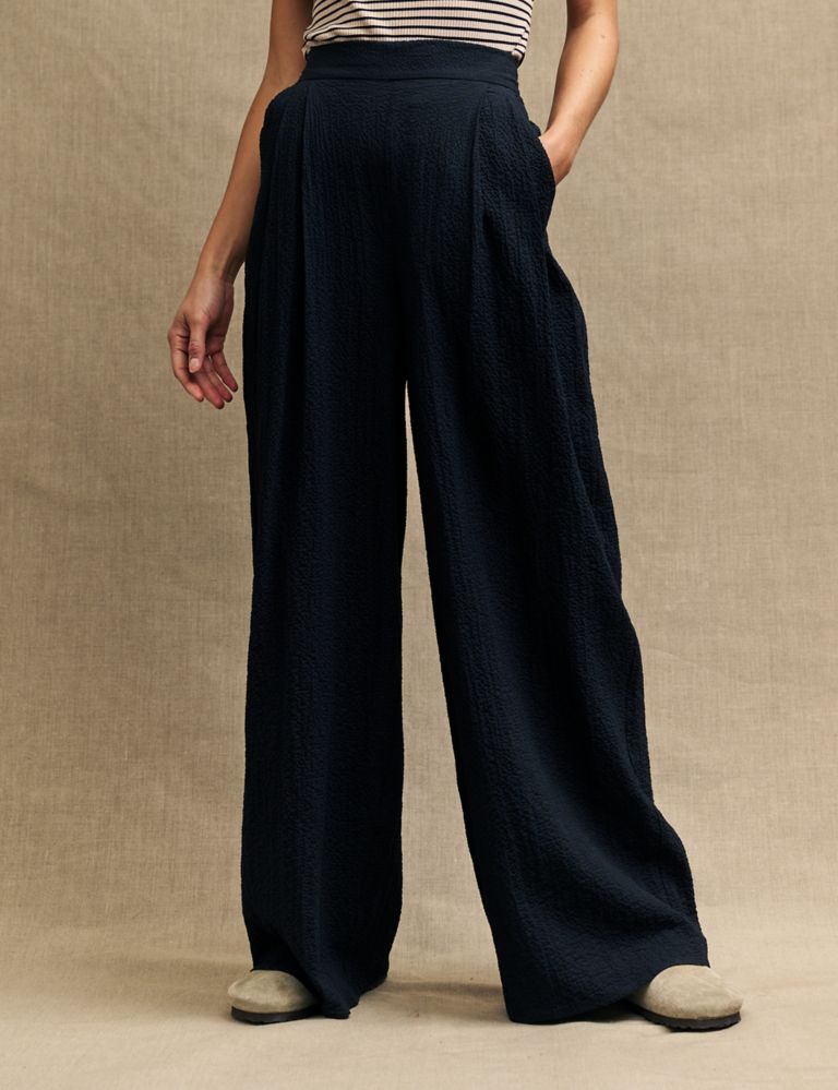 Cotton Blend Wide Leg Trousers 2 of 4