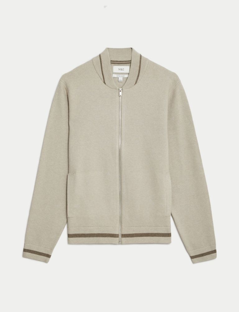 Cotton Blend Zip Up Knitted Bomber | M&S Collection | M&S