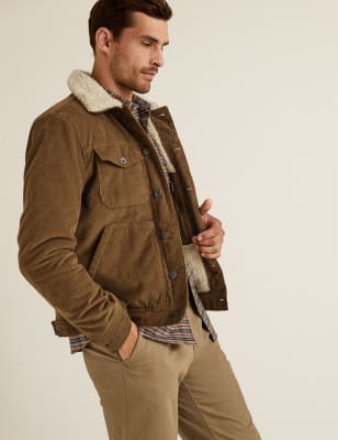 Cotton Borg Lined Cord Trucker Jacket M S Collection M S