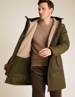 Mens long borg outlet coat