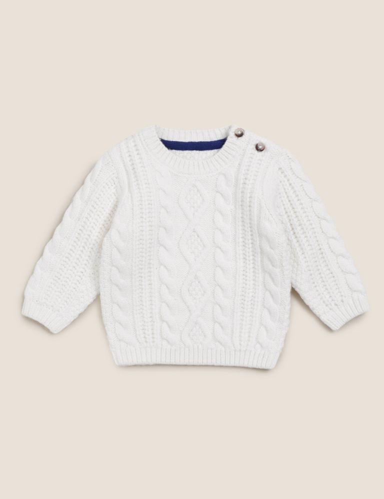 Cotton Cable Knit Jumper (0-3 Yrs) 1 of 3