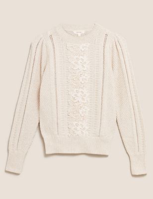Cotton Cable Knit Jumper Image 2 of 7