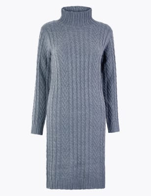 midi cable knit dress