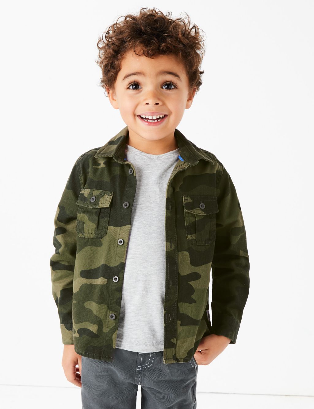 Cotton Camouflage Print Shirt with T-Shirt (2-7 Yrs) | M&S
