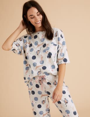 Fleece cat print online pyjama set