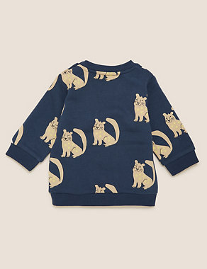 Cotton Cat Print Sweatshirt (0-3 Yrs) Image 2 of 3