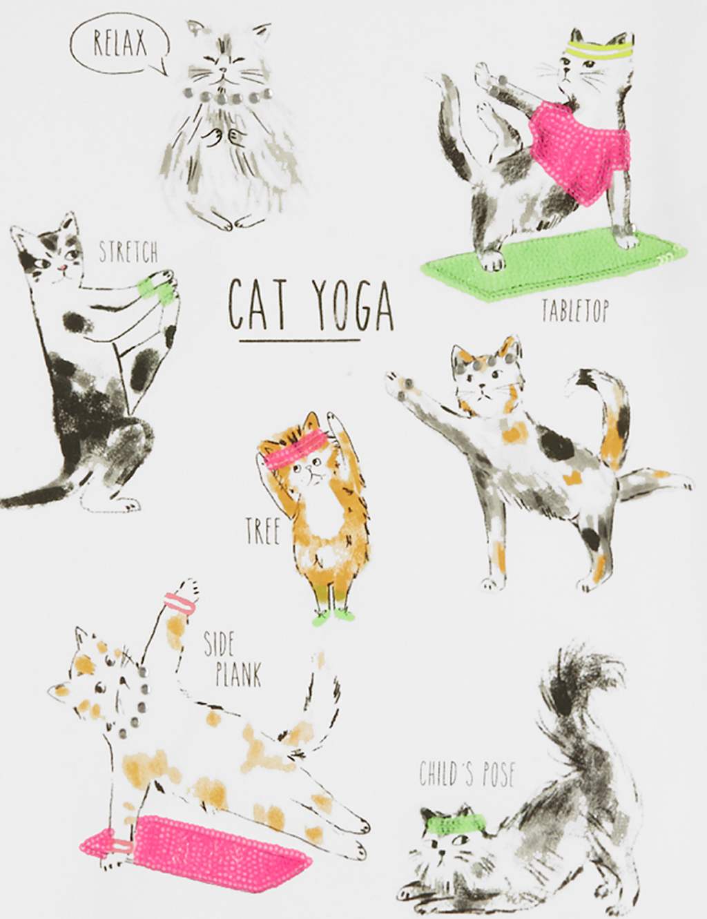 Cotton Cat Yoga Print TShirt (616 Years) M&S