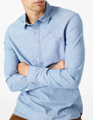 m&s denim shirt mens