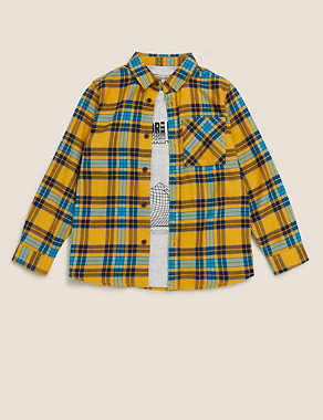 Cotton Checked Shirt with T-Shirt (6-14 Yrs) Image 2 of 5