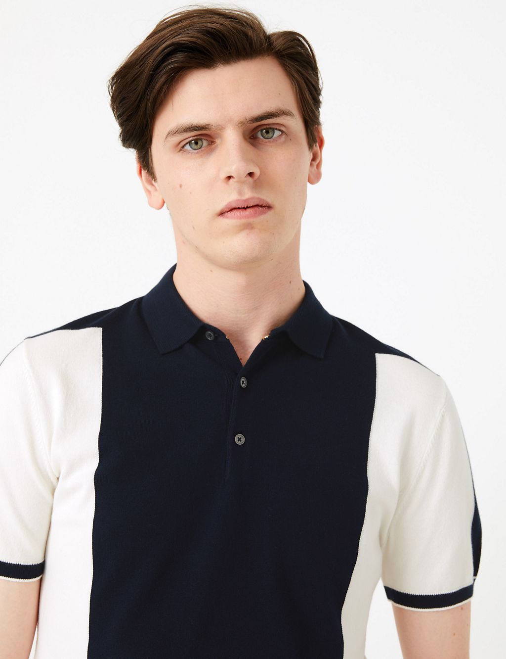 Cotton Colour Block Knitted Polo Shirt | M&S Collection | M&S