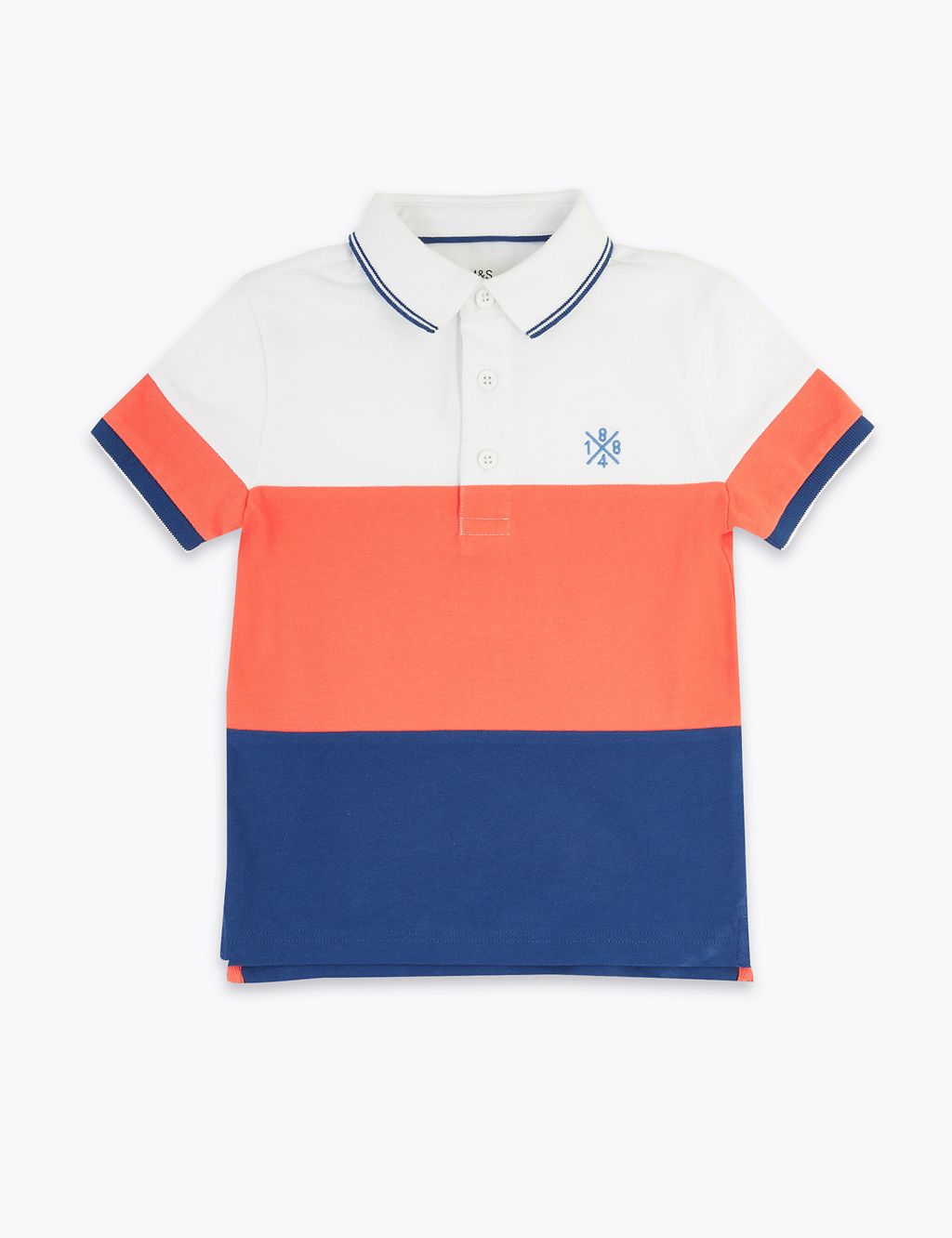Cotton Colour Block Polo Shirt (2-7 Yrs) | M&S