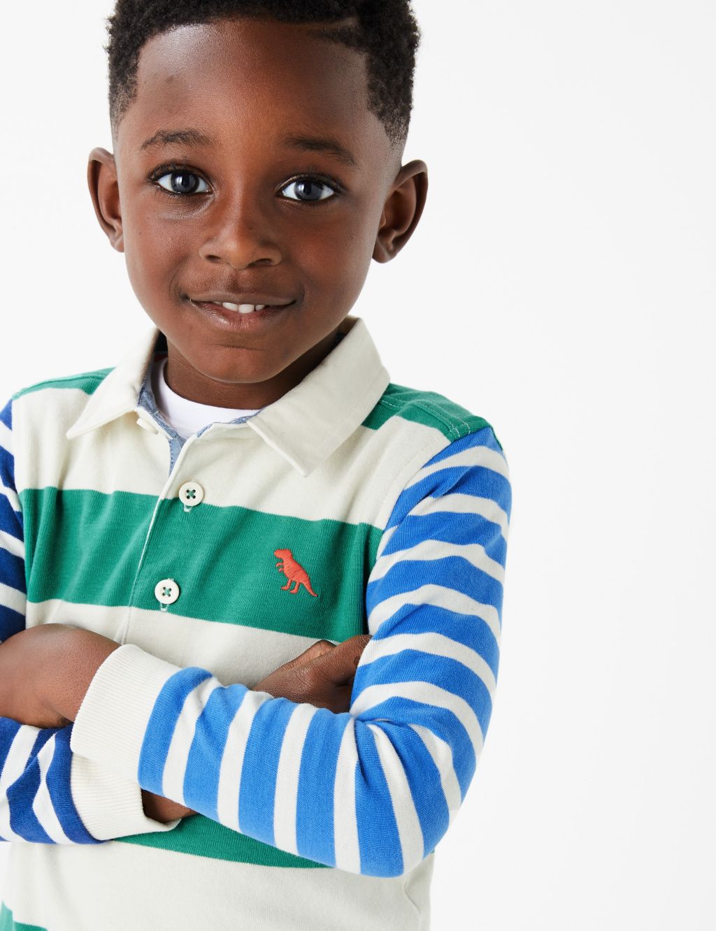 Cotton Contrast Stripe Rugby Top (2-7 Years) | M&S