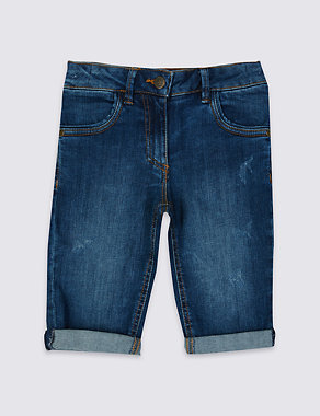 Cotton Denim Adjustable Waist Shorts with Stretch (3-14 Years) Image 2 of 4