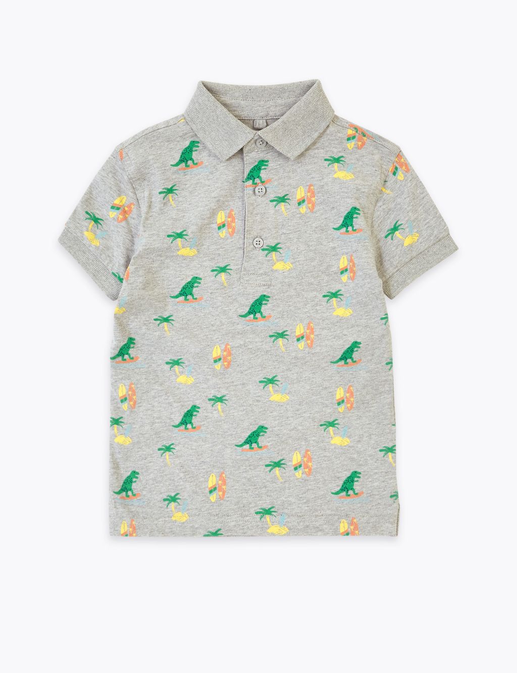 Cotton Dinosaur Print Polo Shirt (2-7 Yrs) | M&S