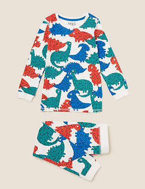 Cotton Dinosaur Print Pyjama Set (1-7 Yrs) Image 2 of 4