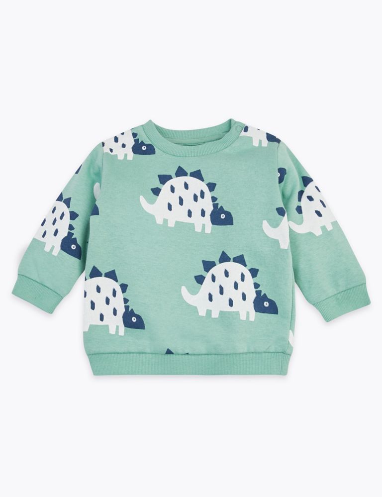 Cotton Dinosaur Print Sweatshirt (0-3 Yrs) 1 of 3