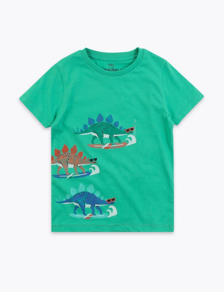 Cotton Dinosaur Print T-Shirt (2-7 Yrs) 1 of 1