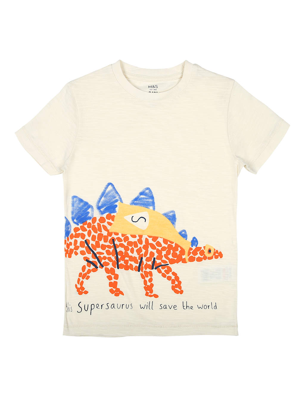 Koton Printed Short Sleeve T-Shirt Crew Neck Cotton, Camiseta Niños, Orange( 200