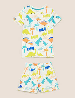 Cotton Dinosaur Short Pyjama Set (1-7 Yrs) Image 2 of 4