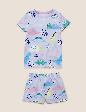 Cotton Dinosaur Short Pyjama Set (1-7 Yrs) Image 2 of 5