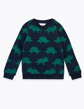 Cotton Dinosaur Sweatshirt (3 Mths - 7 Yrs) Image 2 of 4