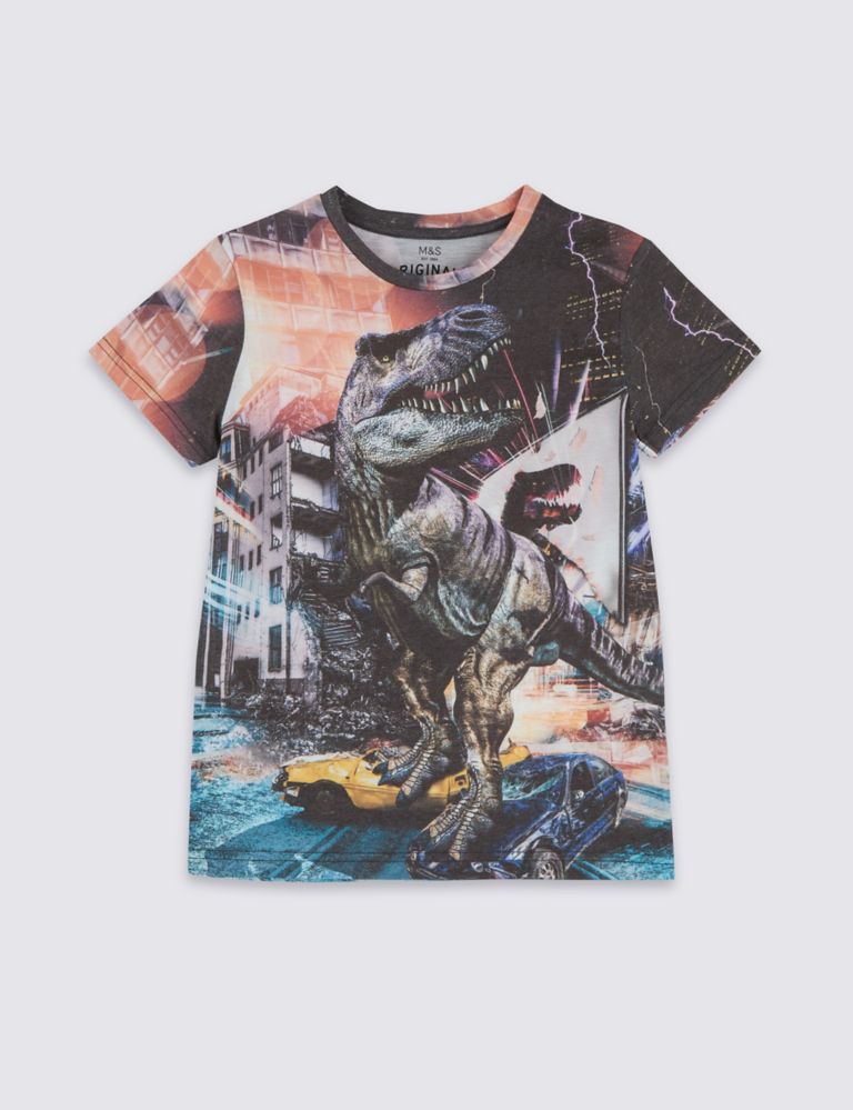 Cotton Dinosaur T-Shirt (3-16 Years) 2 of 3