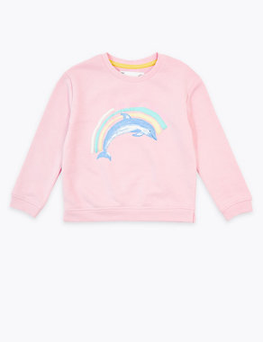 Cotton Dolphin Print Sweatshirt (2-7 Yrs) Image 2 of 4