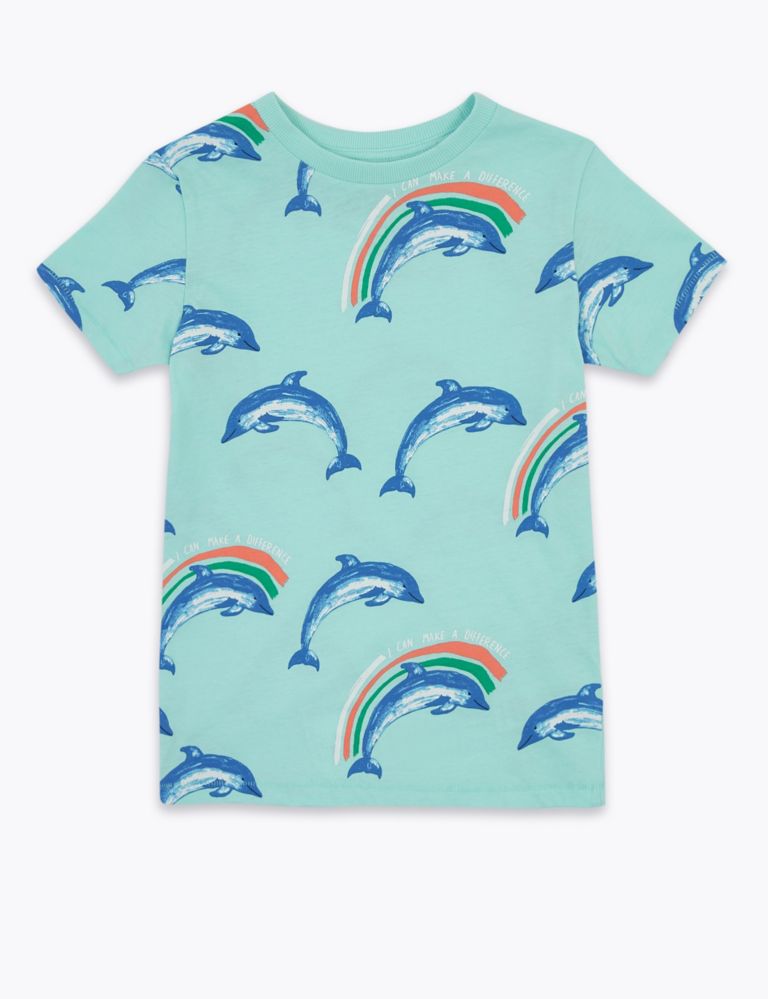 Cotton Dolphin Print T-Shirt (2-7 Yrs) 1 of 1
