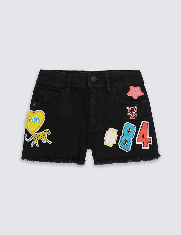 Cotton Embroidered Badge Shorts with Stretch (3-14 Years) Image 1 of 2