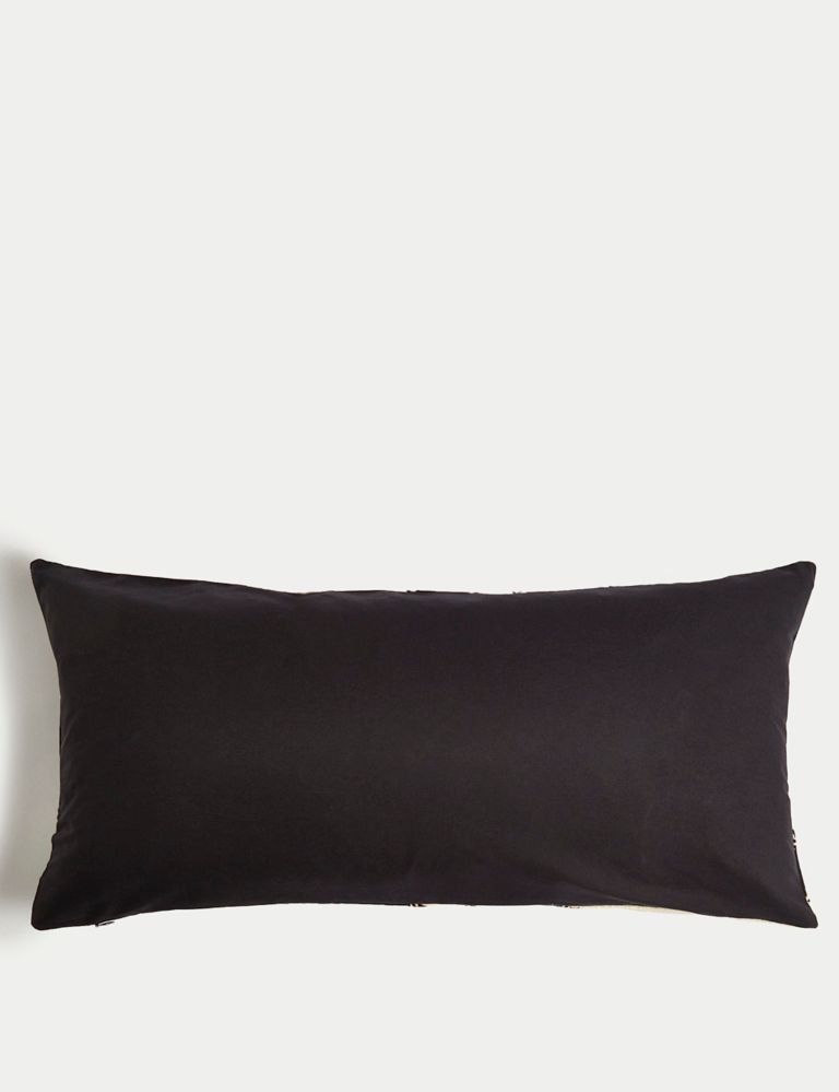 Cotton Embroidered Bolster Cushion with Linen 3 of 5
