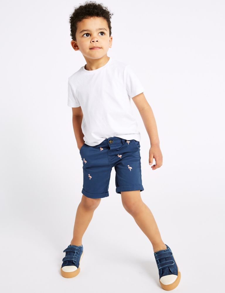 Cotton Embroidered Shorts with Stretch (3 Months - 7 Years) 1 of 4
