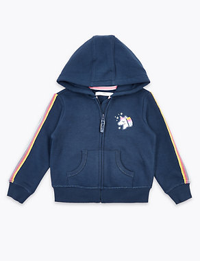 Cotton Embroidered Unicorn Hoodie (2-7 Yrs) Image 2 of 4