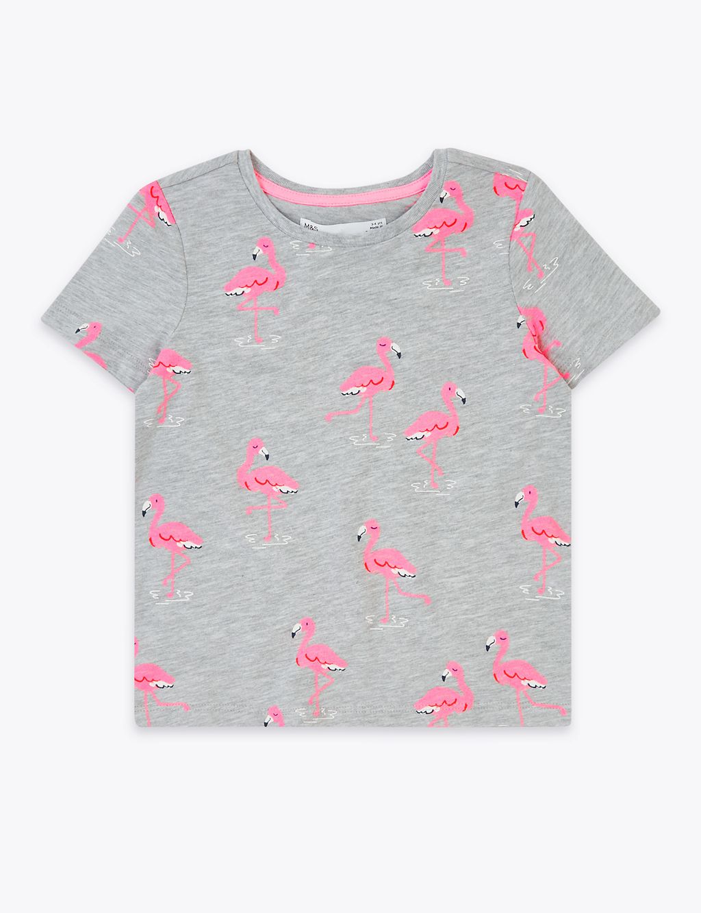 Cotton Flamingo Print T-Shirt (2-7 Yrs) 1 of 4