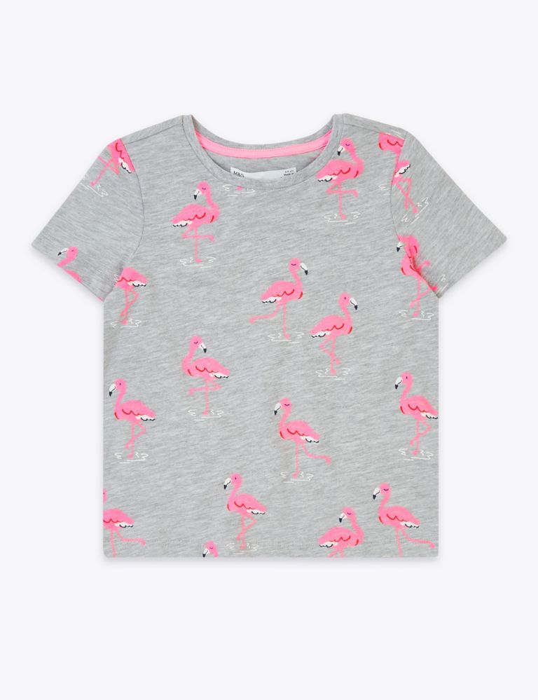 Cotton Flamingo Print T-Shirt (2-7 Yrs) 2 of 4