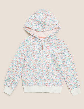 Cotton Floral Print Hoodie (2-7 Yrs) Image 2 of 4