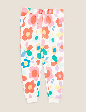 Cotton Floral Print Joggers (2-7 Yrs) Image 2 of 5