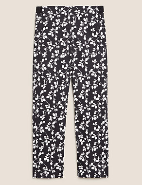 Cotton Floral Slim Fit Cropped Trousers Image 2 of 5