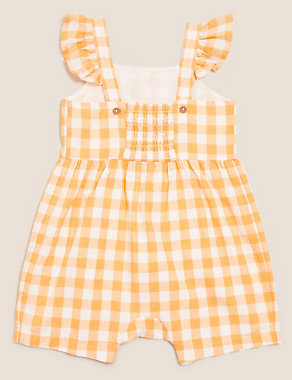 Cotton Gingham Playsuit  (0-3 Yrs) Image 2 of 3
