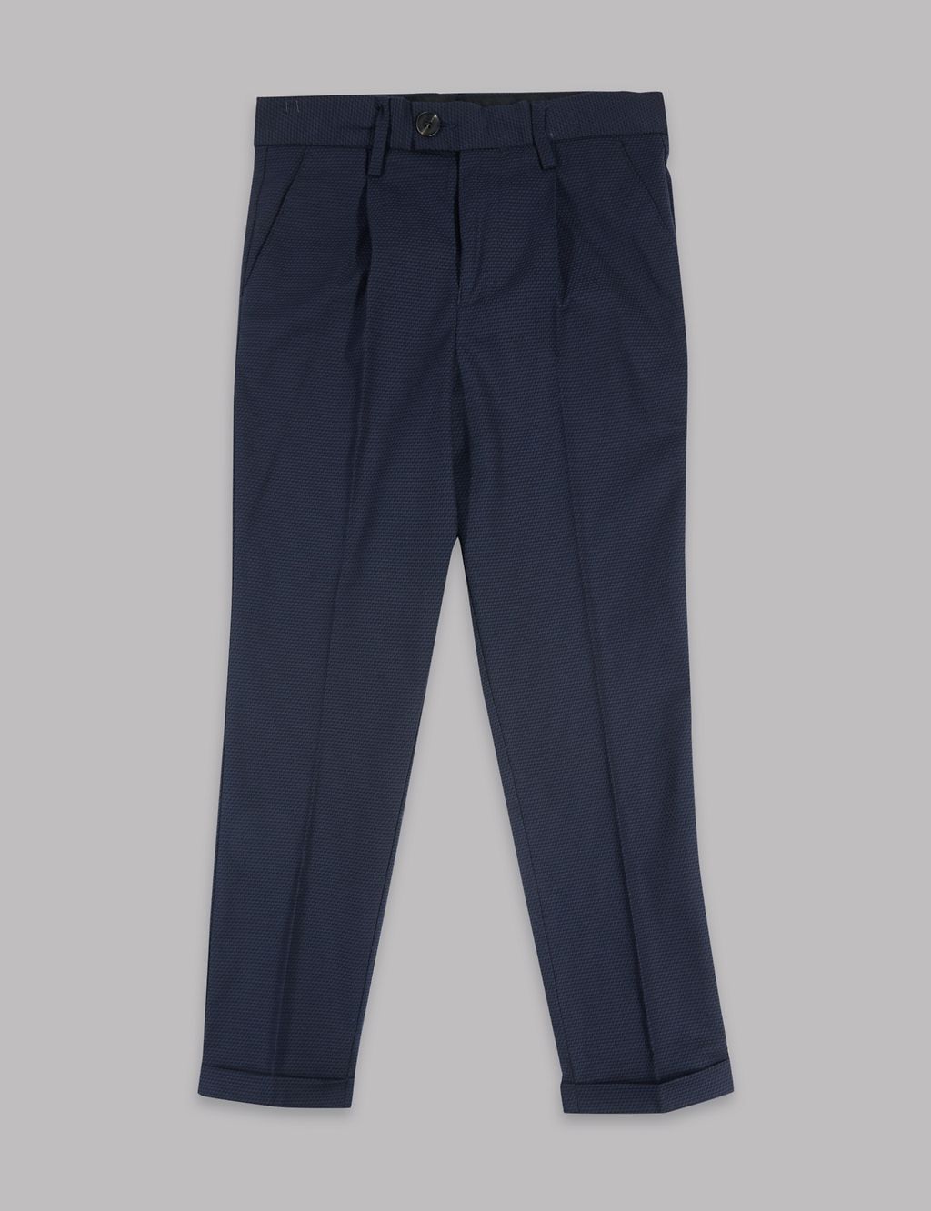 Cotton Jacquard Trousers with Stretch (3-14 Years) 1 of 6