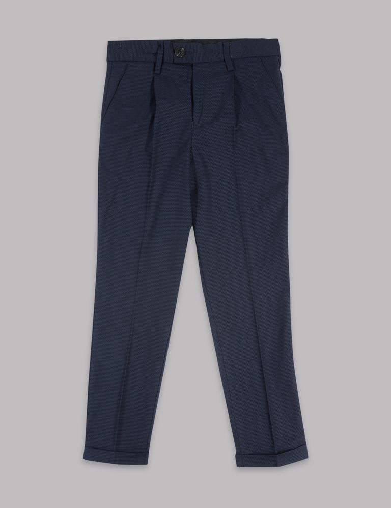Cotton Jacquard Trousers with Stretch (3-14 Years) 2 of 6