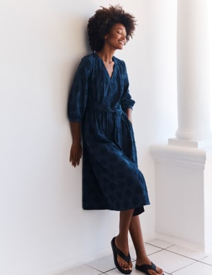 navy jacquard dress